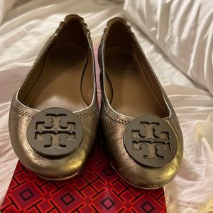 Tory burch Minnie travel ballet gunmetal size 7